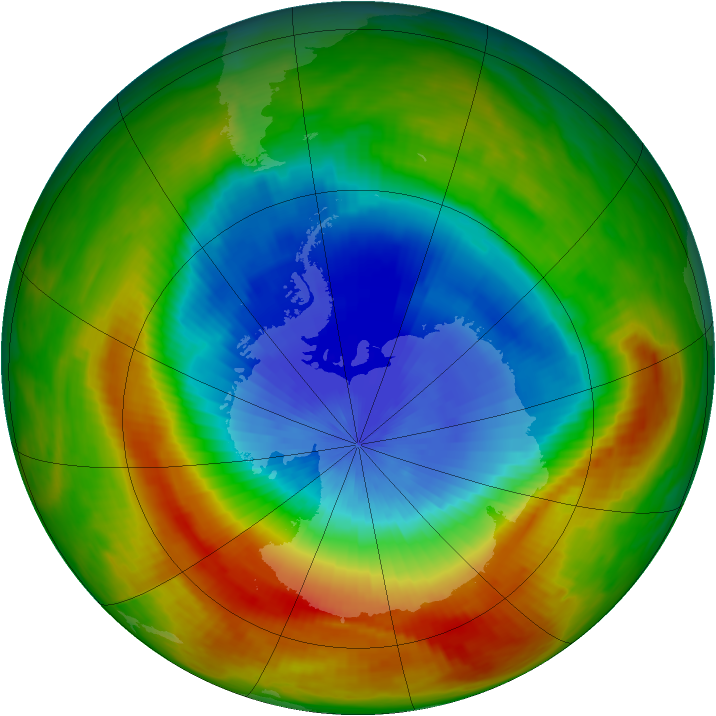 Antarctic ozone map for 18 October 1988